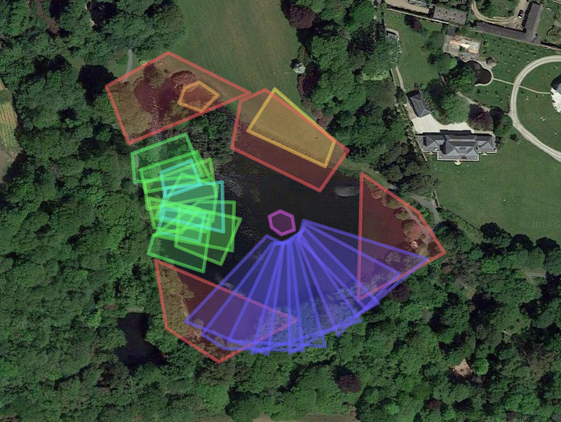 Sonic map of clowance lake - with lots of colourful polygon sound zones